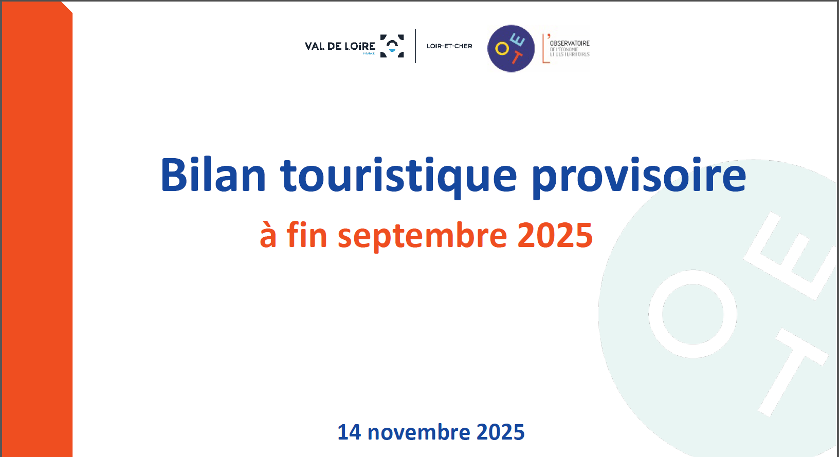 Bilan touristique provisoire à fin septembre 2025